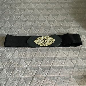 Black and Gold Statement Elastic Belt